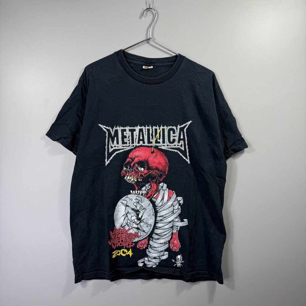 Vintage Metallica Shirt Mens Medium Black 2004 Tour Godsmack Graphic Band Tee